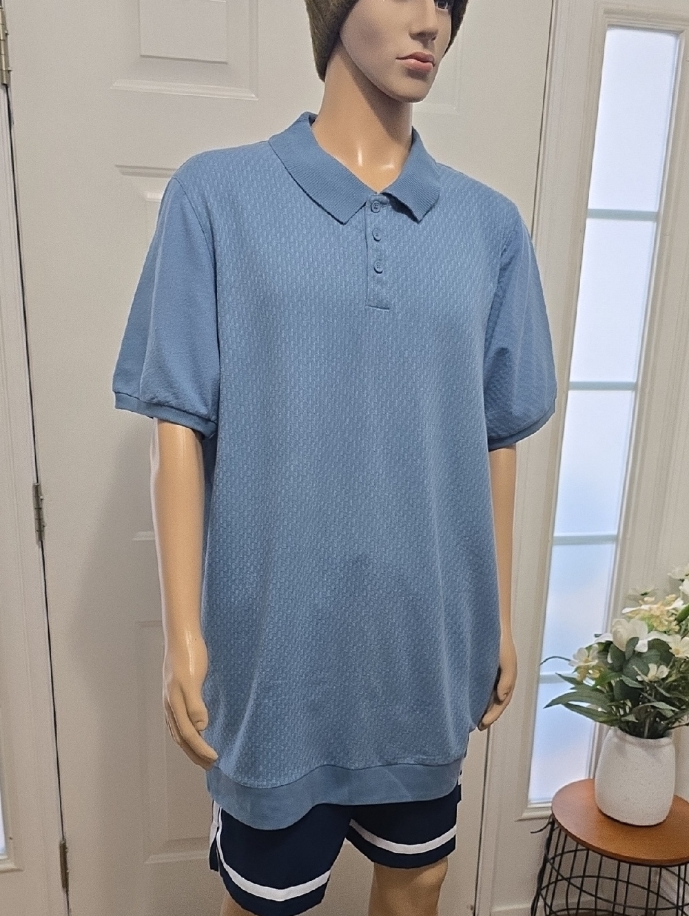SHAQUILLE O'NEAL BRAND MEN'S BIG AND TALL BLUE SHORT SLEEVES POLO SHIRT SIZE 2XL